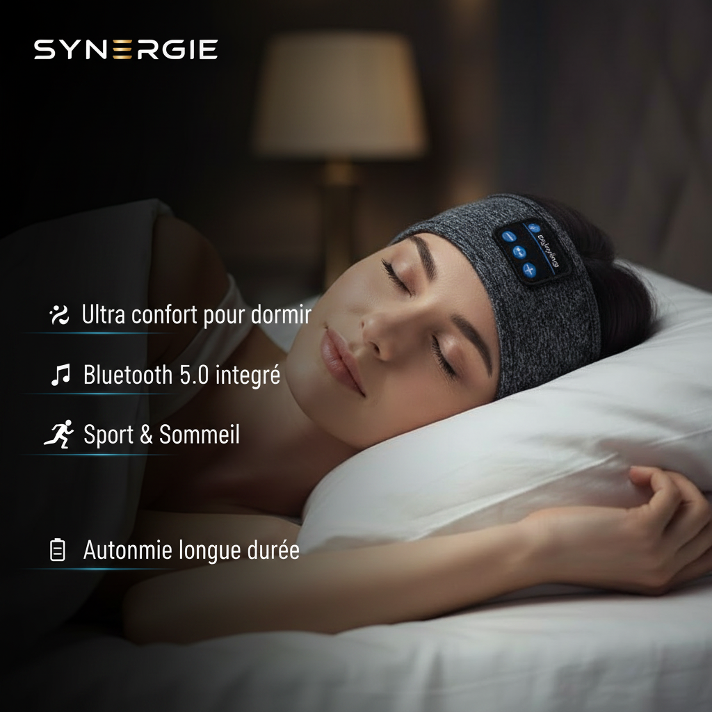 Casque Bluetooth Sommeil & Sport — Bandeau Ultra-Plat 10h