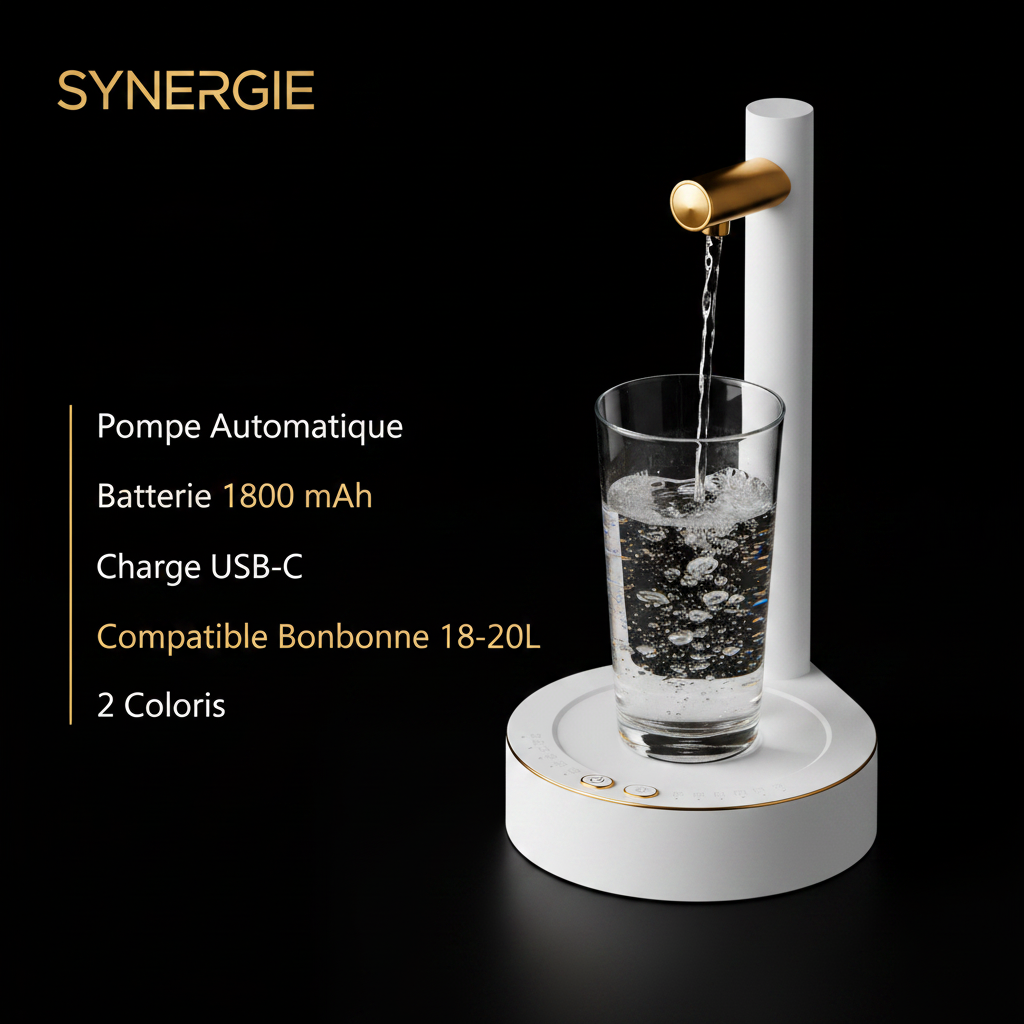 Distributeur d’Eau Électrique Rechargeable — Pompe USB-C Automatique pour Bonbonne