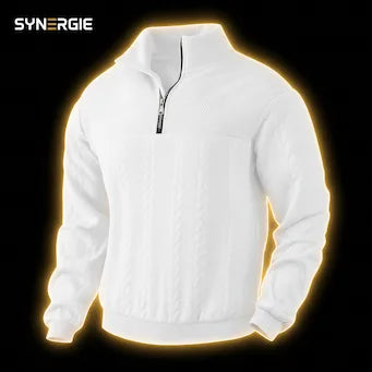 Pull Jacquard Quarter-Zip Homme — Sweat Chaud & Tendance Automne-Hiver