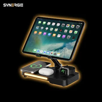 Station de Charge Sans Fil 7-en-1 — Horloge, Support & Charge Rapide 15W